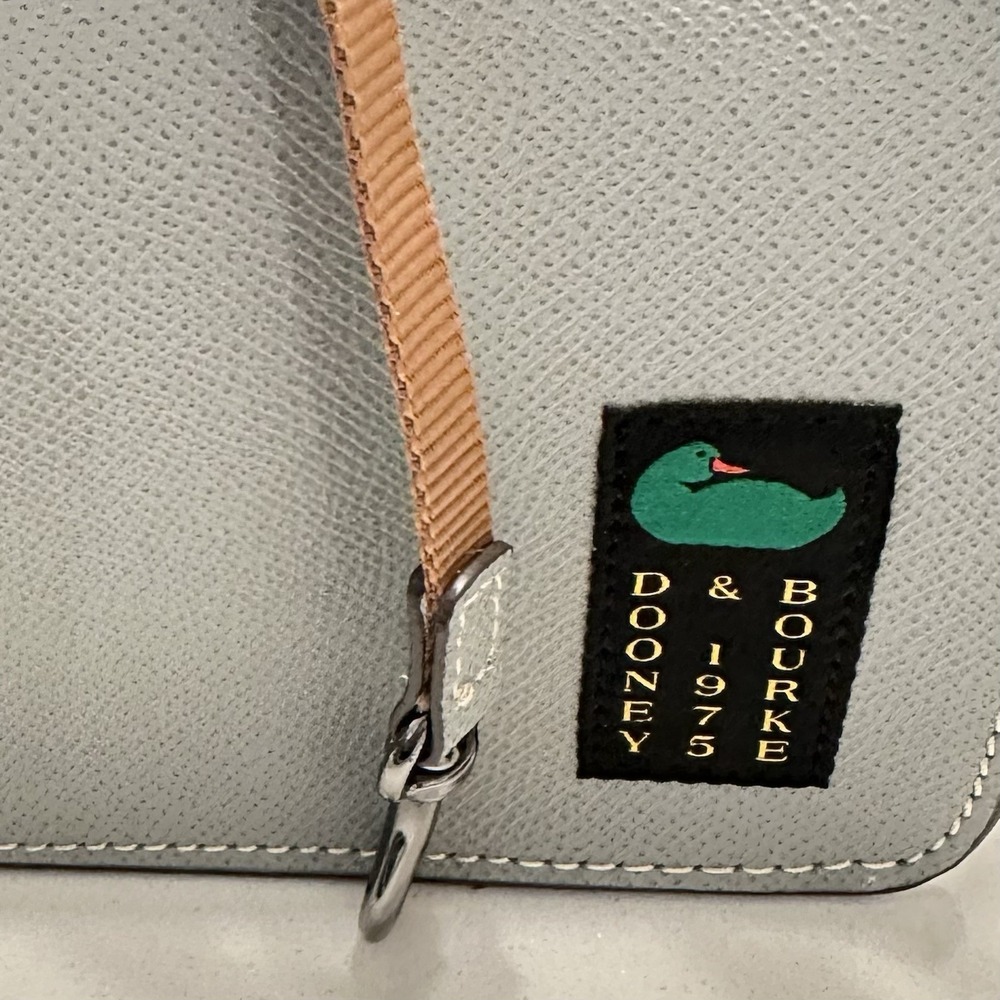 NEW Dooney & Bourke Alpine Demi 20 Purse Shoulder Bag Leather STONE Gray/Blue - Picture 6 of 10